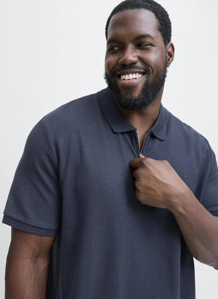 JACK & JONES Navy Blazer Detail:Classic Solid Plus size Regular Fit Polo for Men | Best Price UAE